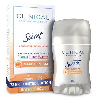 Secret Clinical Strength Invisible Solid Antiperspirant and Deodorant - Mandarin Fizz - 1.6oz