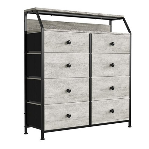 Dresser, Tall Drawer Dresser Organizer with 10 Fabric Storage Drawers,  Steel Frame and Wood Top, Perfect for Bedroom, Closet, or Entryway Storage,  Black 