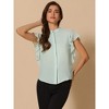 INSPIRE CHIC Women's Work Stand Collar Ruffle Short Sleeve Button Down Shirts - image 3 of 4