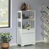 Tall Freestanding Wooden Storage Vanity, Kitchen Pantry, and Bathroom Cabinet Organizer, with 2 Open shelves, A drawer and 2 Door Cabinet, White - 4 of 4