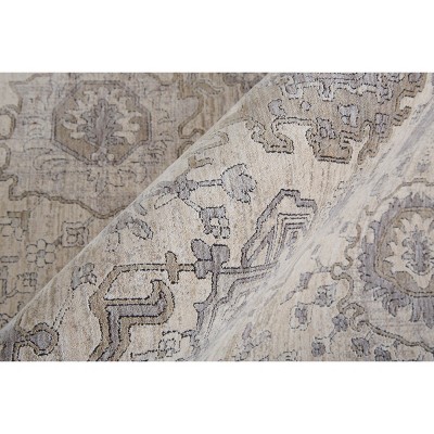 Rectangular Gray and Beige Synthetic Easy Care Area Rug