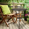 Patio Bistro Table, 23.6" Round Outdoor Coffee Table with Umbrella Hole, 26'' High Outdoor Cast Aluminum Bistro Table Side Table with Iron Frame - 2 of 4