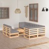 vidaXL Patio Lounge Set Outdoor Sofa Garden with Cushions Solid Wood - Natural With Cushions - 2 of 4