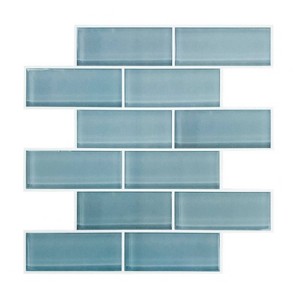 RoomMates Sticktile Wallpaper Blue Seaglass: Removable Vinyl, Self-Adhesive, Geometric Pattern, Bathroom Wall Decals - 1 of 4