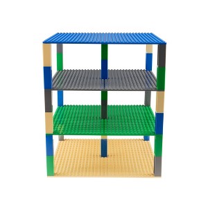 Classic Stackable Baseplates 10x10 Inch Brik Tower - 4 Baseplates & 30 Stackers - Blue, Green, Gray & Sand - 1 of 4