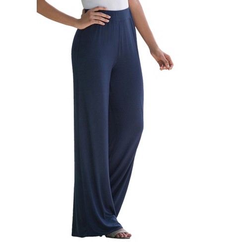 Jessica London Women's Plus Size Everyday Knit Wide-leg Crop Pant, 30/32 -  Navy : Target