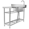 VEVOR Stainless Steel Utility Sink, 1 Compartment Free Standing Small Sink w/Workbench Faucet & legs, 39.4 x 19.1 x 37.4 in Single Bowl Sinks, Silver - 2 of 4