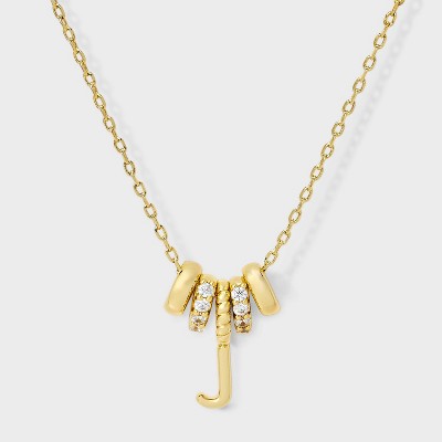 14K Gold Dipped Cubic Zirconia Rondelle Initial Necklace - A New Day™ Gold