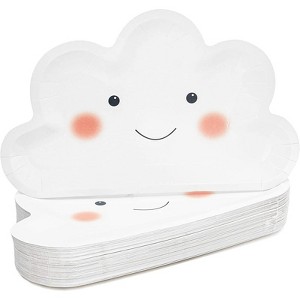 Sparkle and Bash 48 Pcs White Cloud Disposable Party Paper Plates Girl Boy Baby Shower Birthday Supplies 10 in. - 1 of 4