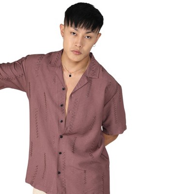 Campus Sutra Men Men's Mocha Brown Embroidered Twist Shirt