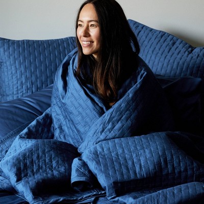 Indigo Queen Size Reversible Bamboo Quilted Coverlet