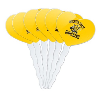 Wichita State Shocker Heart Love Cupcake Picks Toppers Decoration Set of 6