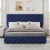 Homhougo Full Size Bed Frame with 4 Storage Drawers, Upholstered Platform Bed Frame with Adjustable Headboard, Diamond Stitched Button Tufted, Grey - 3 of 4