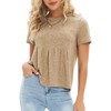 EXLURA Womens Summer Cute Crop Tops Short Sleeve Pleated T-shirts Crewneck Blouse - 3 of 4
