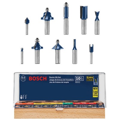 Bosch RBS010 All-Purpose Professional Carbide-Tipped 10-Piece Router Bit Set