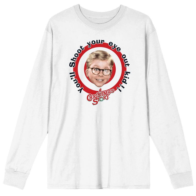 A Christmas Story You'll shoot Your Eye Out Kid Men's White Long Sleeve Shirt-, 1 of 2