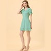 INSPIRE CHIC Women's Plaid Gingham Puff Sleeve Ruffle Peter Pan Collar Vintage Dress - 2 of 4