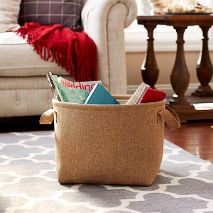 Household Essentials Round Laundry Hamper Burlap - 1 of 3