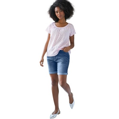 ellos Plus Size Denim Boyfriend Shorts