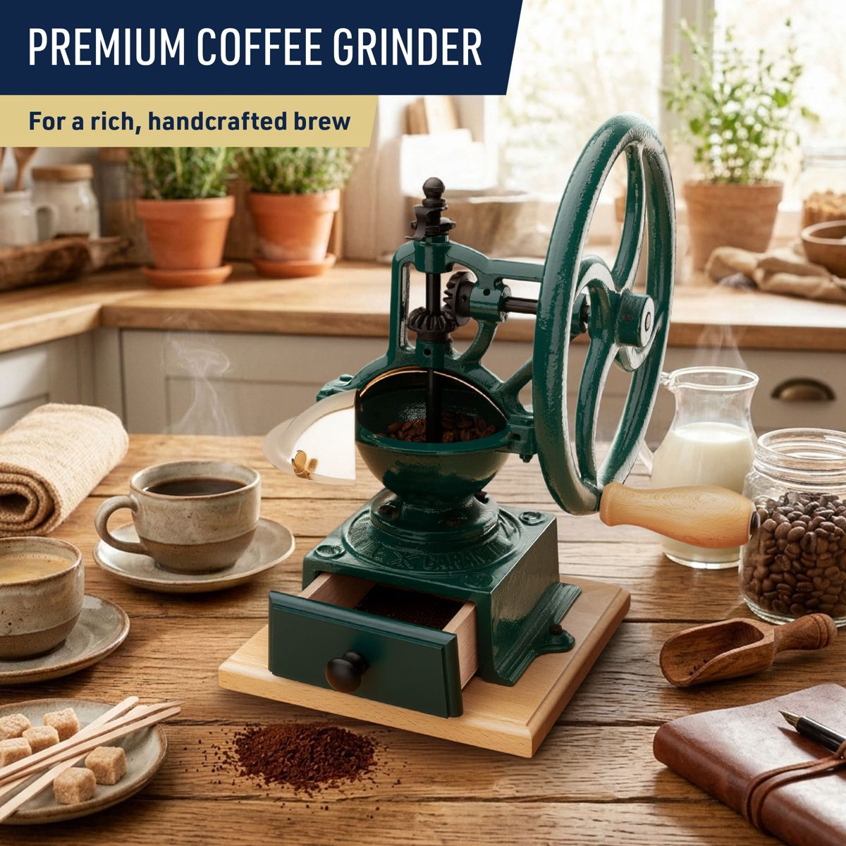 Classic Cuisine Cast Iron Burr Manual Coffee Grinder - thumbnail 10