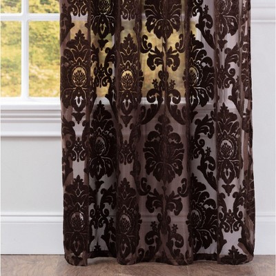 Mocha Velvet Sheer Grommet Window Curtain Panels, 52 x 108 Inches
