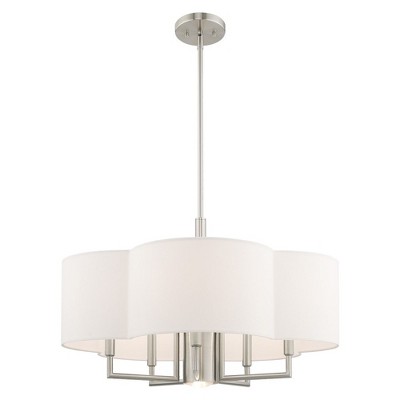 Chelsea Clover-Shaped 6-Light Brushed Nickel Pendant Chandelier