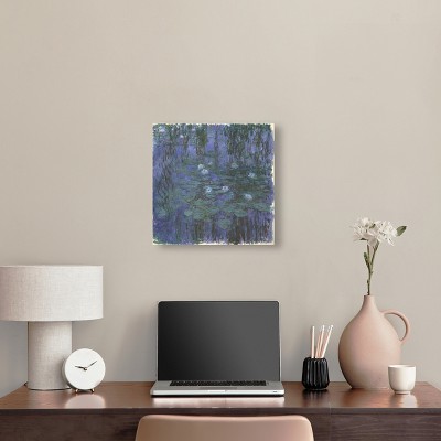 Blue Water Lilies Canvas Print Wall Art, 16" x 16"