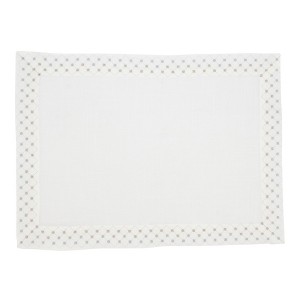 Saro Lifestyle Radiant Grid Metallic Lattice Placemat (Set of 4), 14"x20", White - 1 of 4