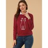 INSPIRE CHIC Women's Round Neck Cat Printed Sweatshirt - 4 of 4