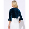 Allegra K Women's Velvet Shrug 3/4 Sleeve Open Front Ruffled Cropped Cardigan - 3 of 4