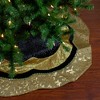 Northlight 48" Black and Gold Velveteen Floral Scallop Christmas Tree Skirt - 2 of 3