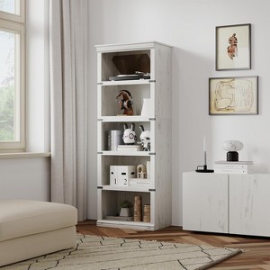5 Tier Bookcase, Farmhouse Book Shelf with Storage, 67.4 Inch Tall Open Display Bookshelves - 1 of 4