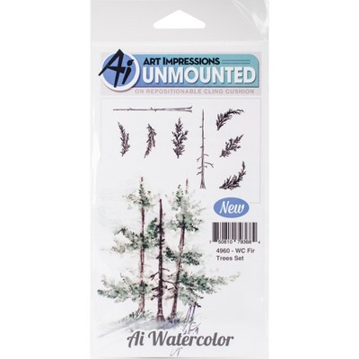 Art Impressions Watercolor Cling Rubber Stamps -Fir Trees