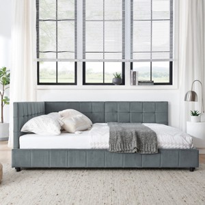 Full Size Upholstered Tufted Bed Frame, Sofa Bed Frame With Backrest And Armrests, Full-Size Bed For Bedroom, Sofa Bed Modern-Cuddlewood - 1 of 4