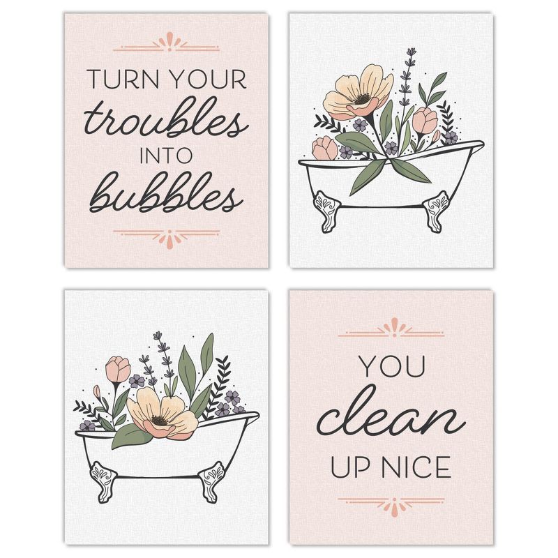 Big Dot of Happiness Turn Your Troubles Into Bubbles - Unframed Bathroom Linen Paper Wall Art - Set of 4 - Artisms - 8 x 10 inches Colorful, 1 of 8