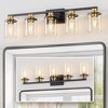 DORESshop 33 in. 5 Light Bathroom Vanity Light,Black and Gold Light with Clear Glass Shade, Black Wall Sconce for Bathroom,Bedroom - 4 of 4