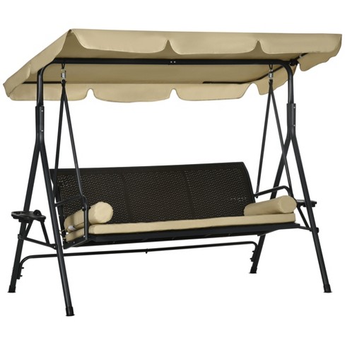 Outsunny outdoor patio 3 seat best sale steel canopy cushioned bench swing