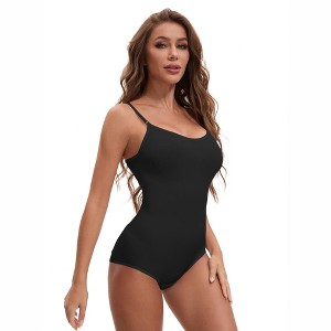 INSPIRE CHIC Women's Scoop Neck Sleeveless Seamless Bodysuit Tummy Control Briefs Body Shaper - 1 of 4