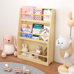 MAYEERTY 3 Tier Kids Book Shelf Book Rack, Help Keep Bedrooms Playrooms Natural - 1 of 4
