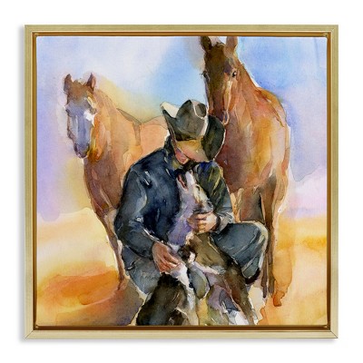 Stupell Industries Cowboy & Animals Watercolor, 25" x 25"