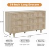 ALEXOUN 6 Drawer Dresser for Bedroom,Rattan Modern Drawer Chest,Wooden Standing Storage Cabinet, for Entrance,Living Room,Hallway,Natural Color - 3 of 4