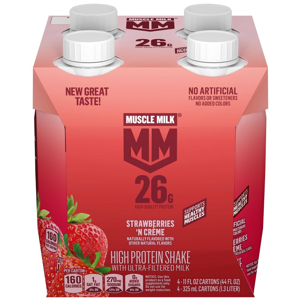 Muscle Milk Strawberry N Creme Protein Shakes - 4pk/11 fl oz