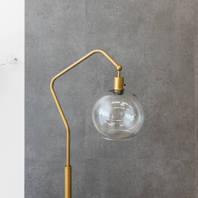 Marilee Antique Brass Metal Floor Lamp with Glass Shade