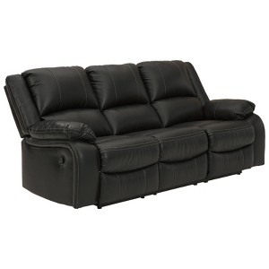 Calderwell Recliner Sofa Black - Signature Design by Ashley: Contemporary Upholstered Couch with Metal Legs - 1 of 4