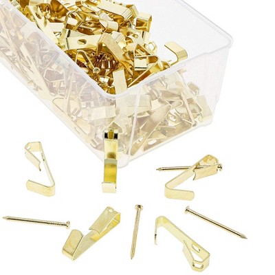 100-Pack Gold 1 inch Picture Frame Hook Hangers with Screws