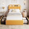 TackView Velvet Twin Bed Frame with Storage Headboard Drawer - Upholstered Platform Bed for Kids & Teens, Easy Tool-Free Assembly - 4 of 4