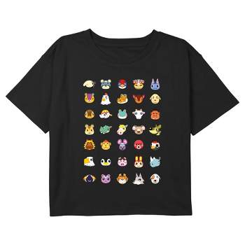 Girl's Nintendo Animal Crossing Character Heads Crop T-Shirt