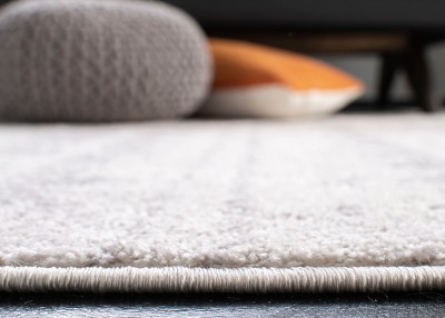 Ivory and Gray Rectangular Synthetic Area Rug