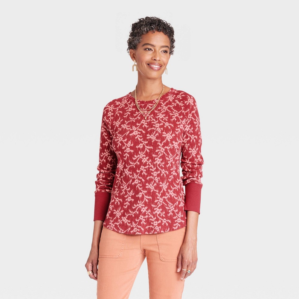 Size xxl Women's Long Sleeve Thermal Top - Knox Rose Red Floral XXL