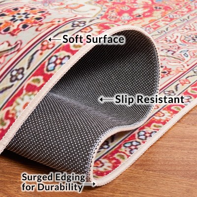 Tucson Red and Beige Synthetic Rectangular Area Rug 8' x 10'